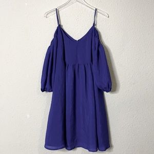 Moulinette Soeurs Anthropologie Blue Cold Shoulder Dress Sz. 12